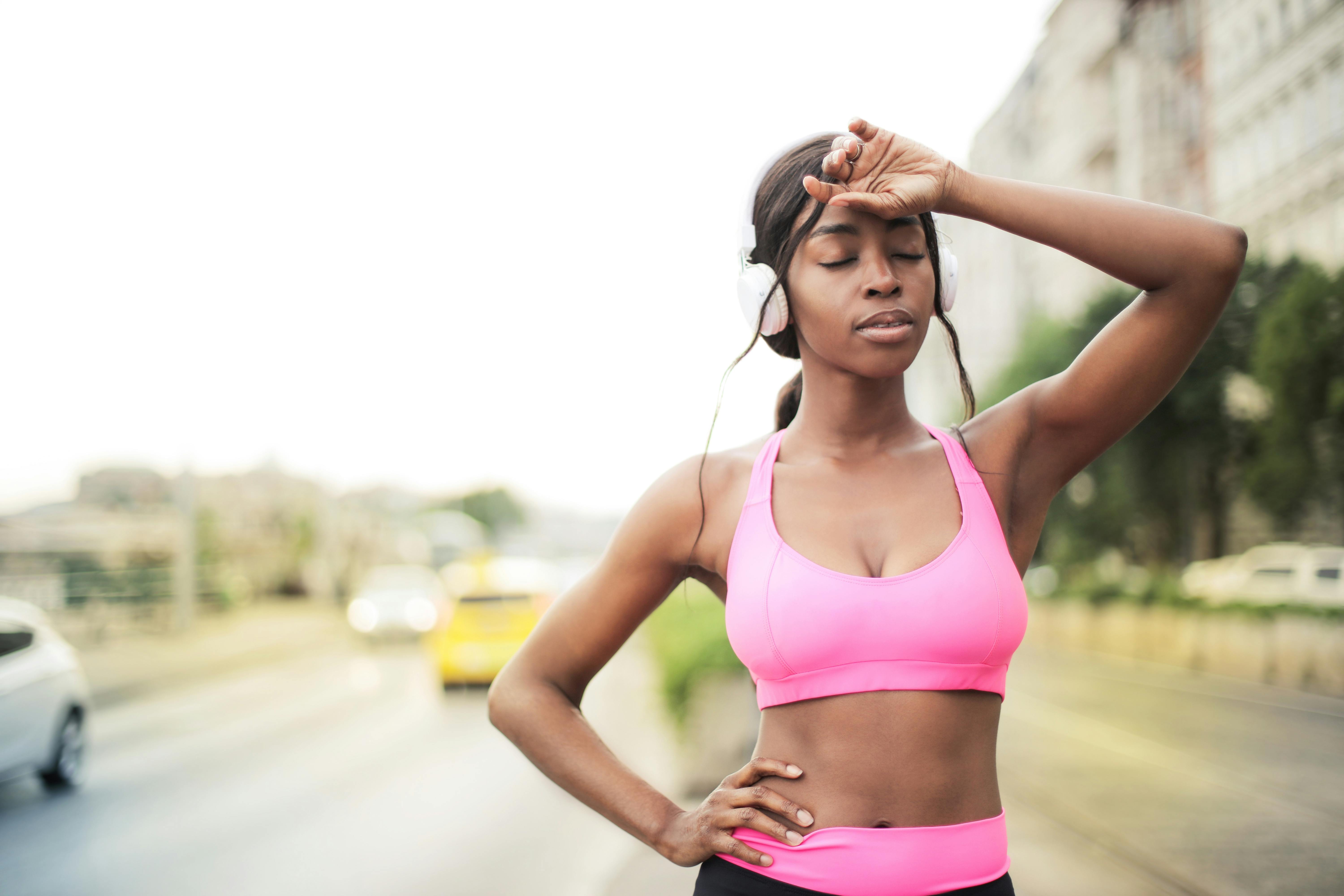 Runner wearing headphones