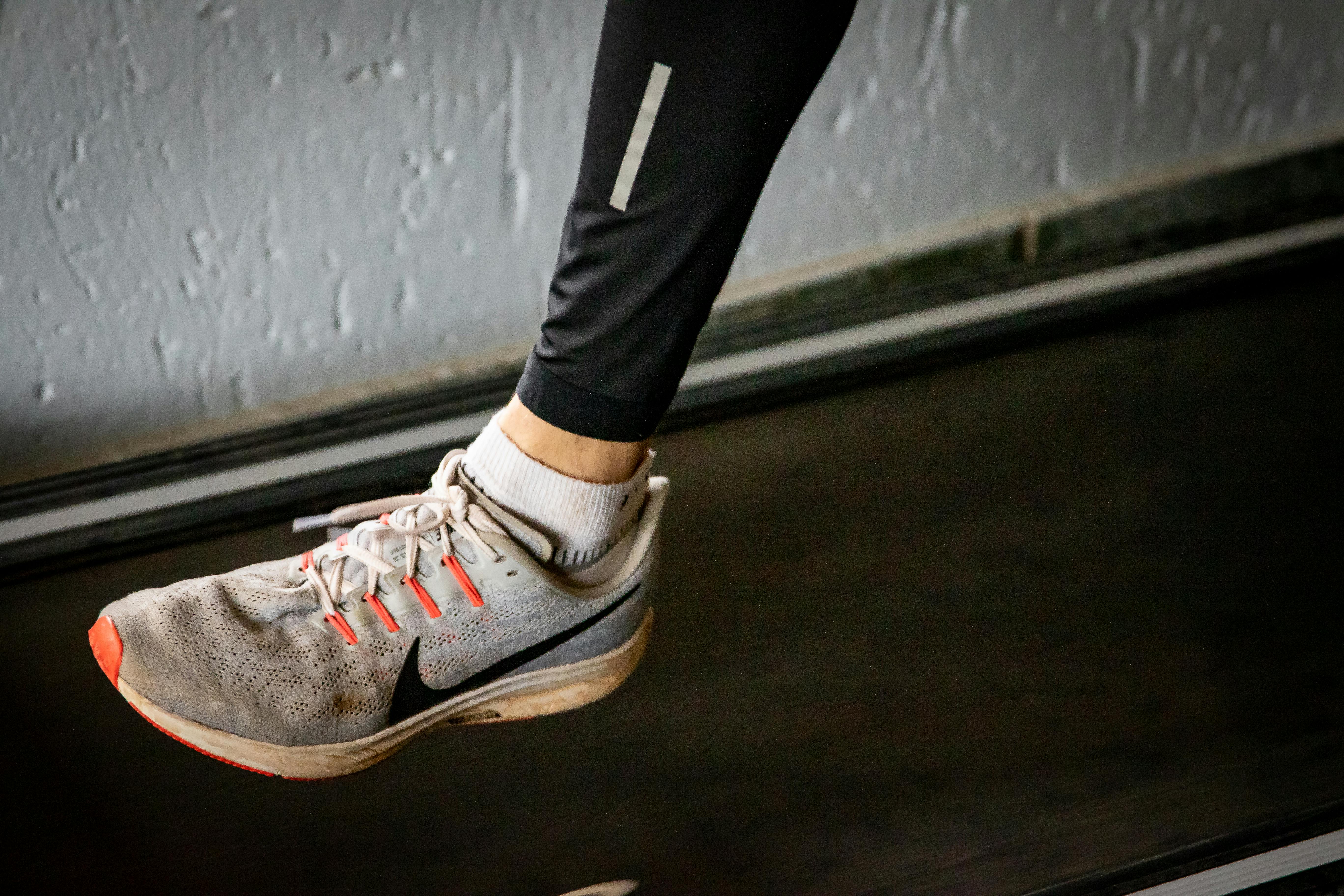Fitting running shoes in a store