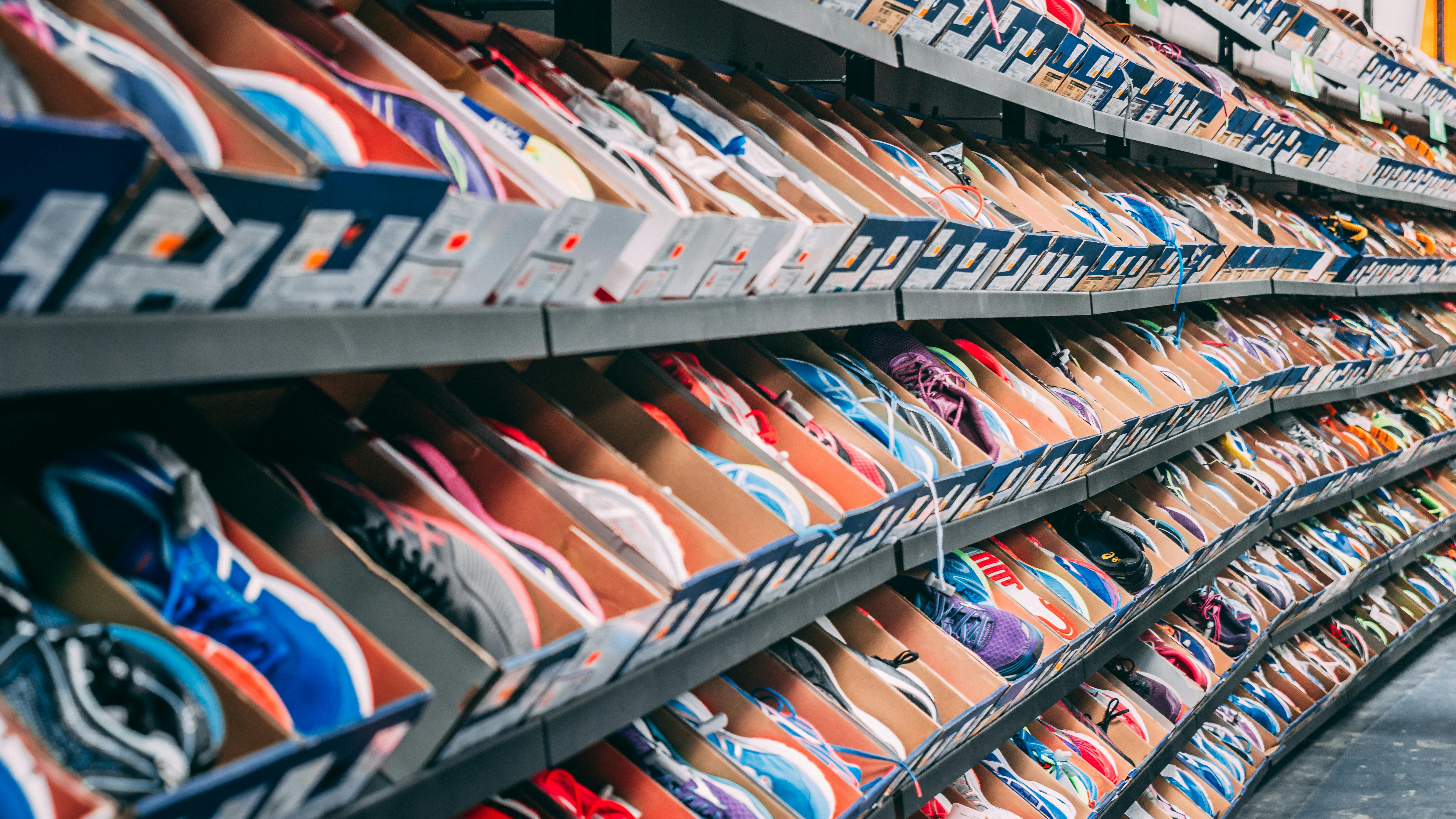 Inside a running shoe store