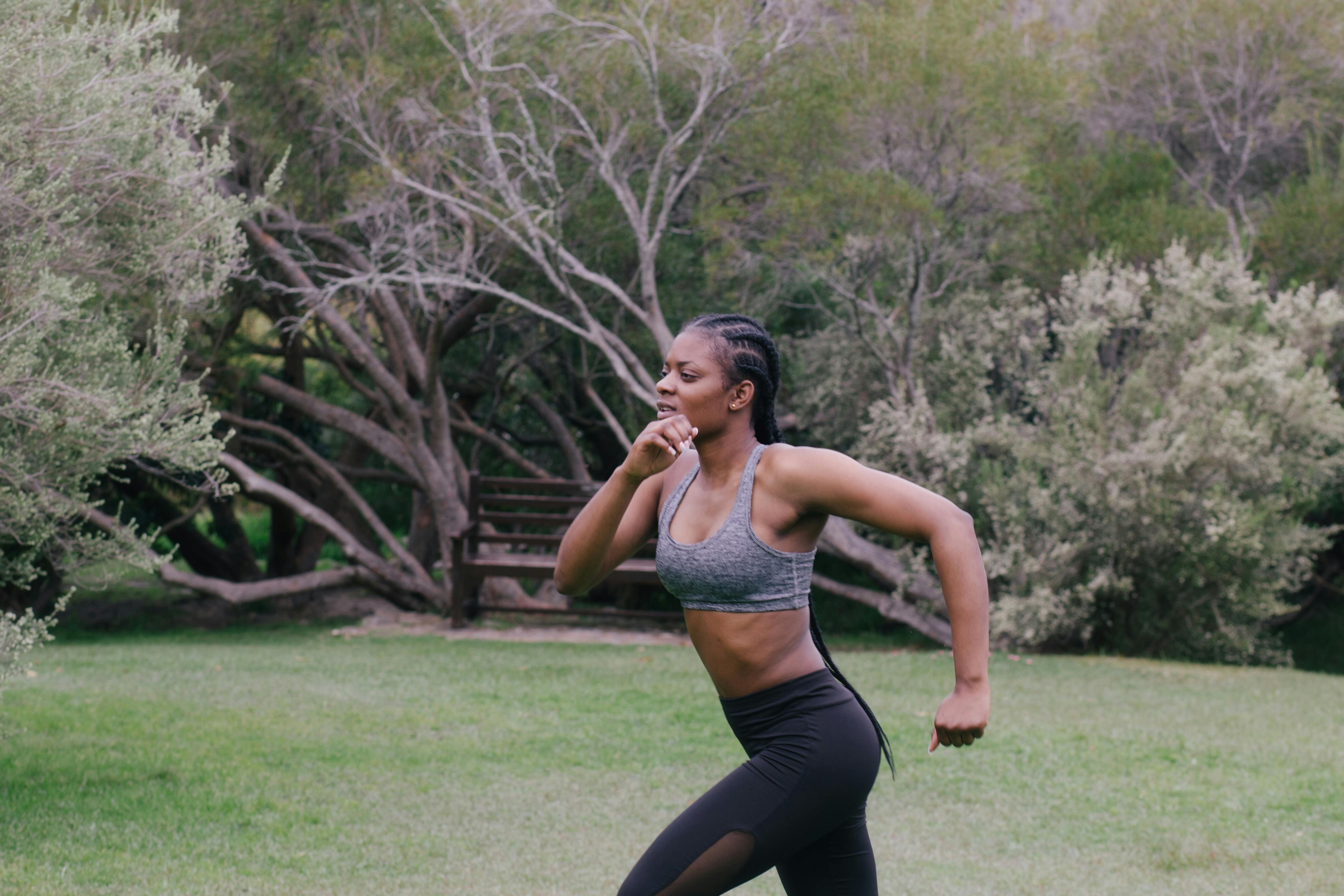 Woman runner wearing sports bra